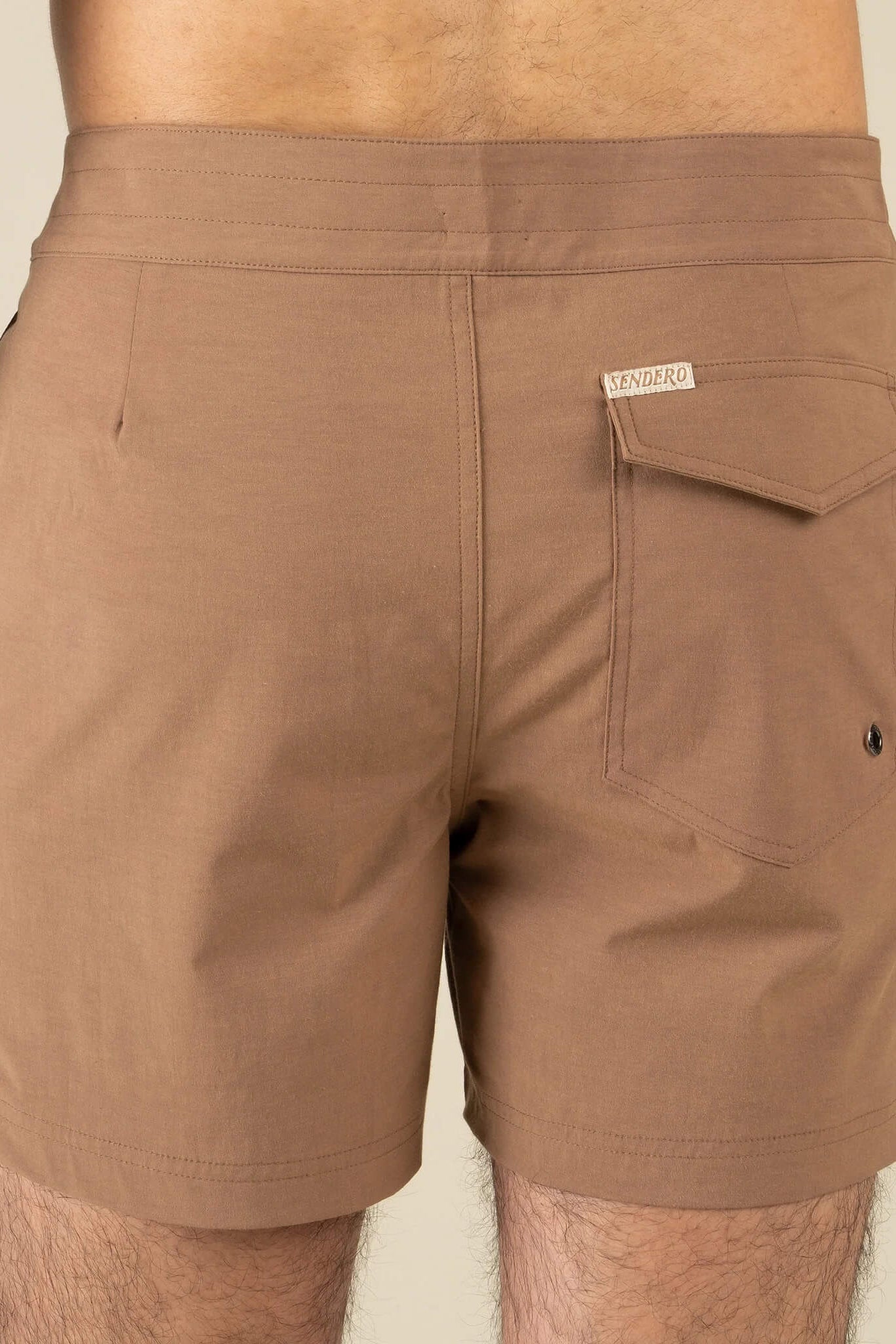 Sendero Marejada Boardshort in Light Brown back fit