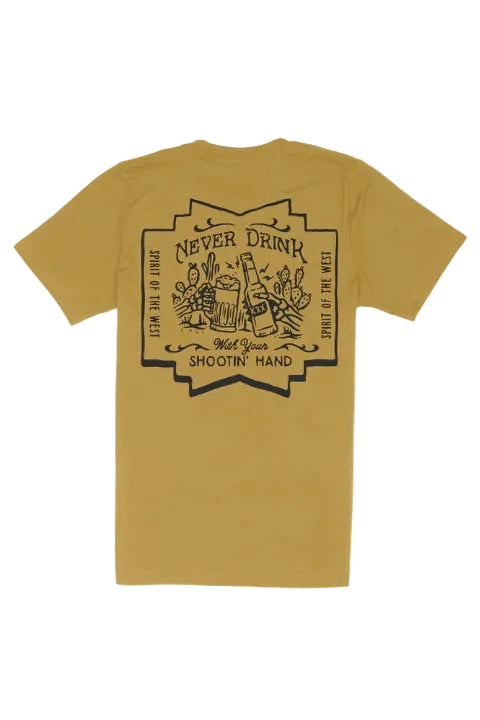 Sendero Shootin' Hand Salud Tee in Goldenrod  flat product
