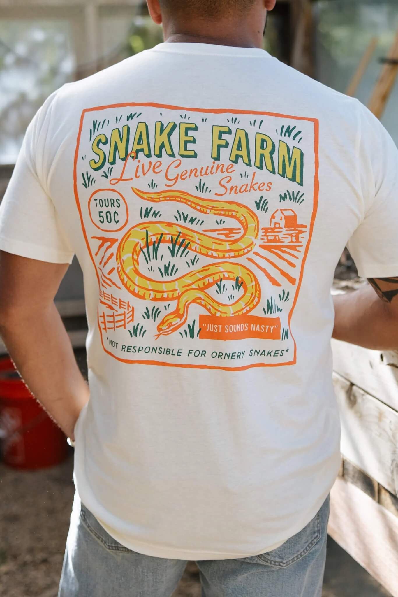 Sendero Snake Farm T-Shirt in Vintage White