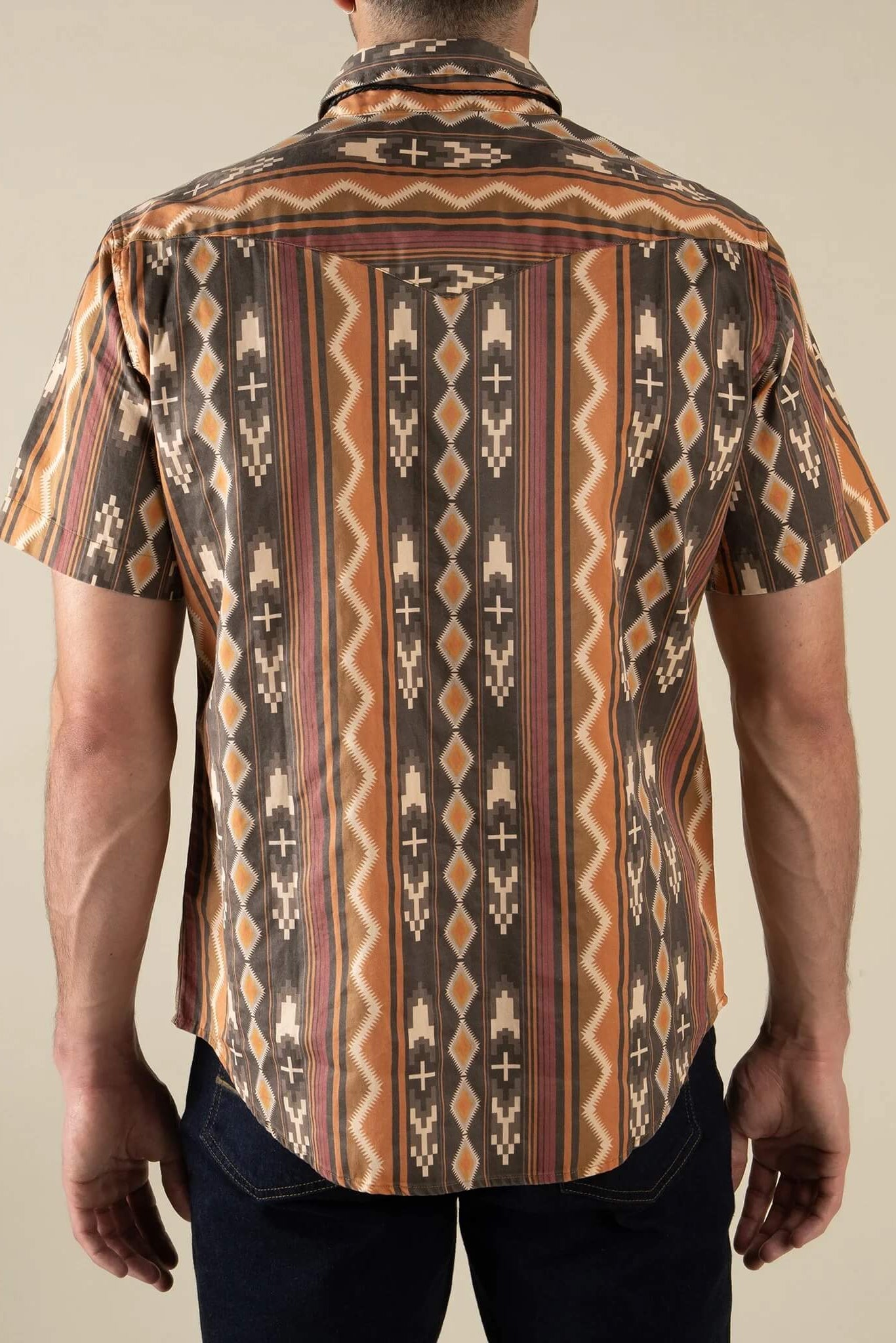 Sendero The Wyatt Pearl Snap short sleeve in in Tempe Stripe back