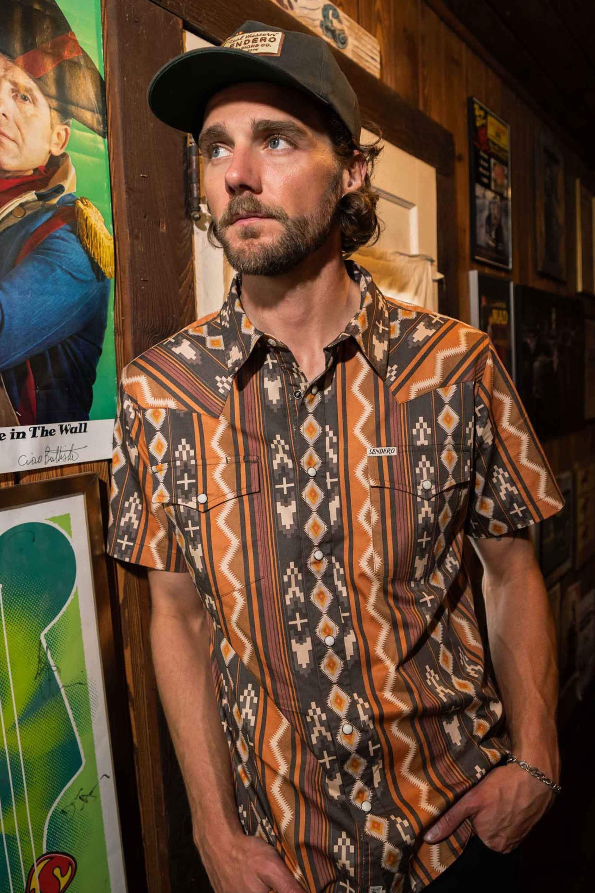 Sendero The Wyatt Pearl Snap short sleeve in Tempe Stripe lifestyle