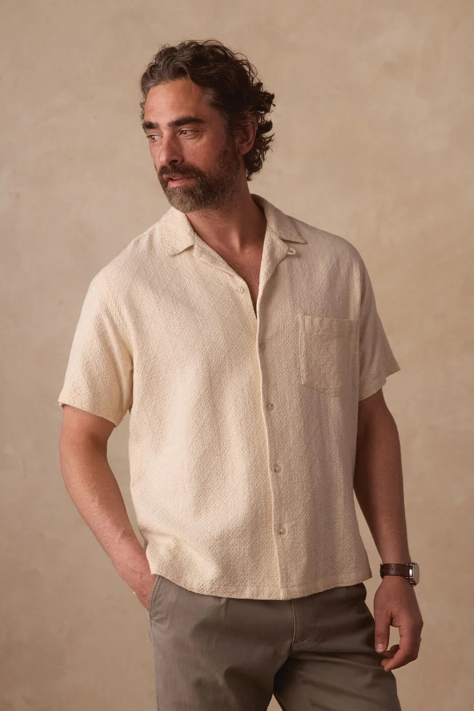 The Normal Brand Freshwater Resort Shirt in Motivo Chalk