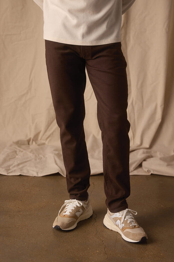 The Normal Brand comfort terry pant in dark brown 