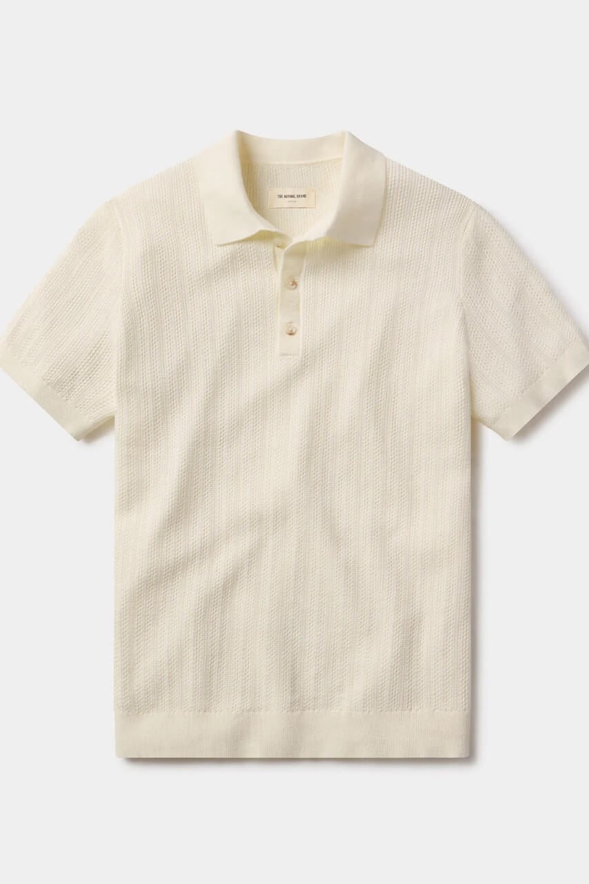 The Normal Robles Textured Knit Polo in Ivory