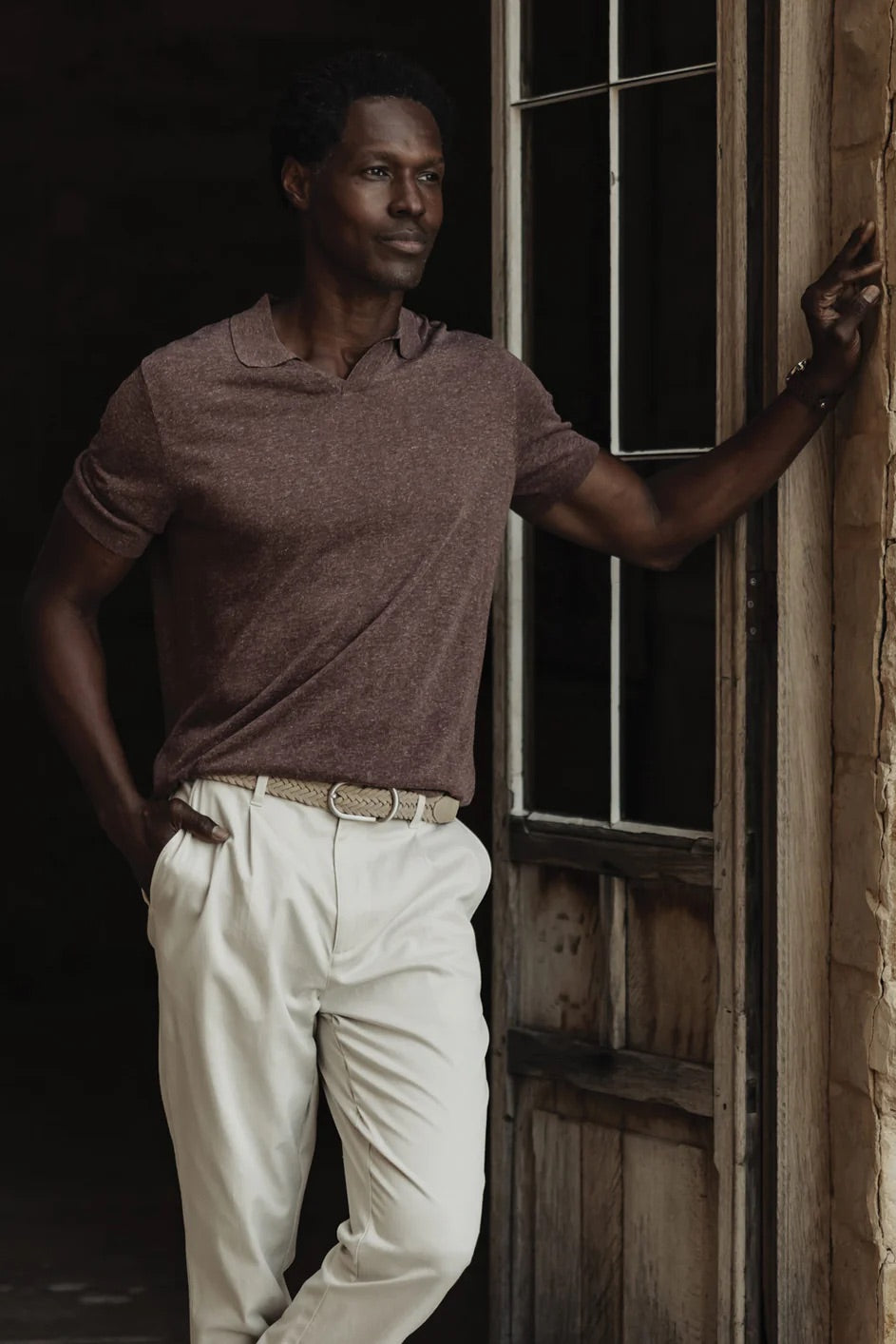 The Normal Brand Summer Linen-Blend Polo in Espresso 