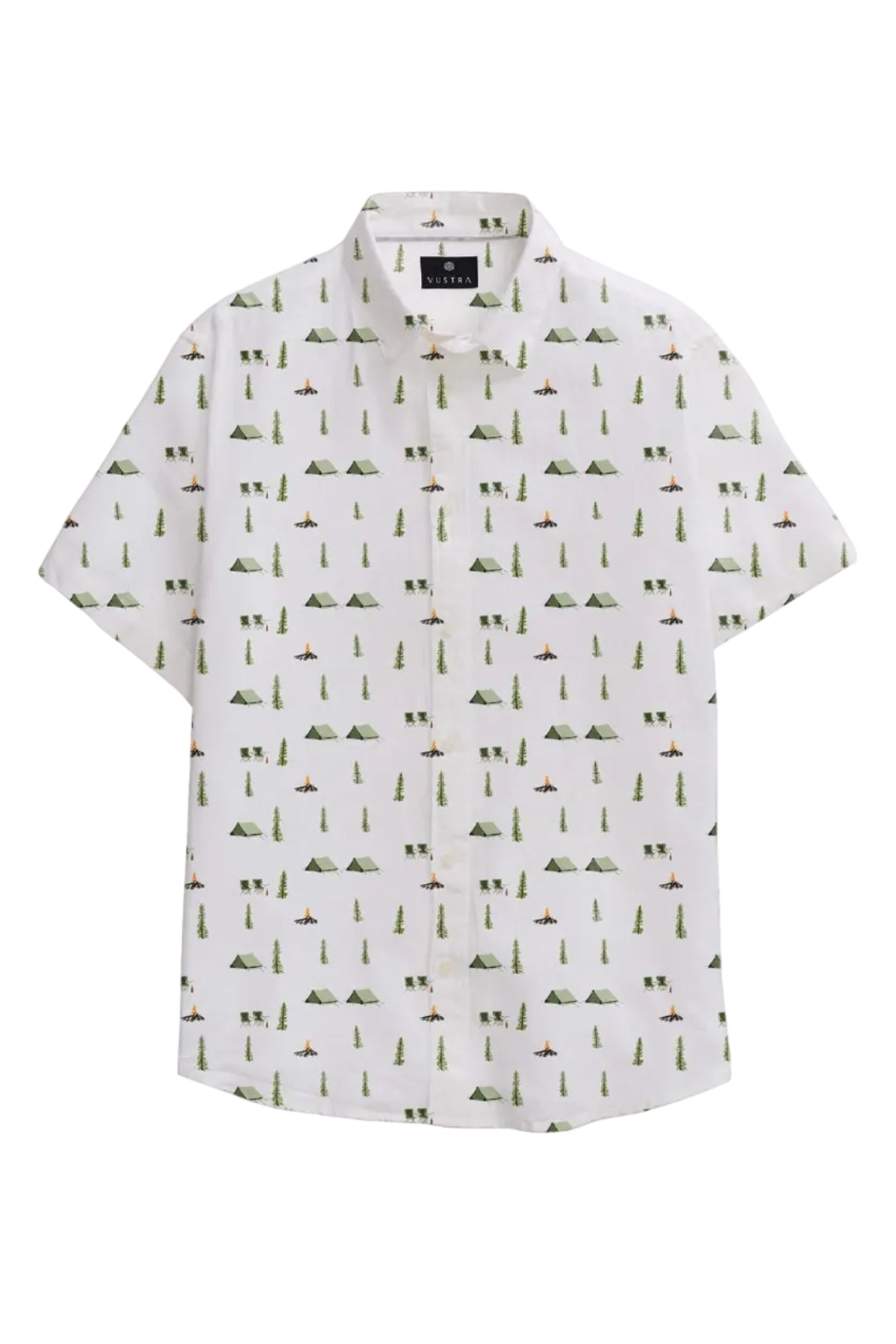 Vustra Wilderness Explorer Button-Down Shirt in White flat product
