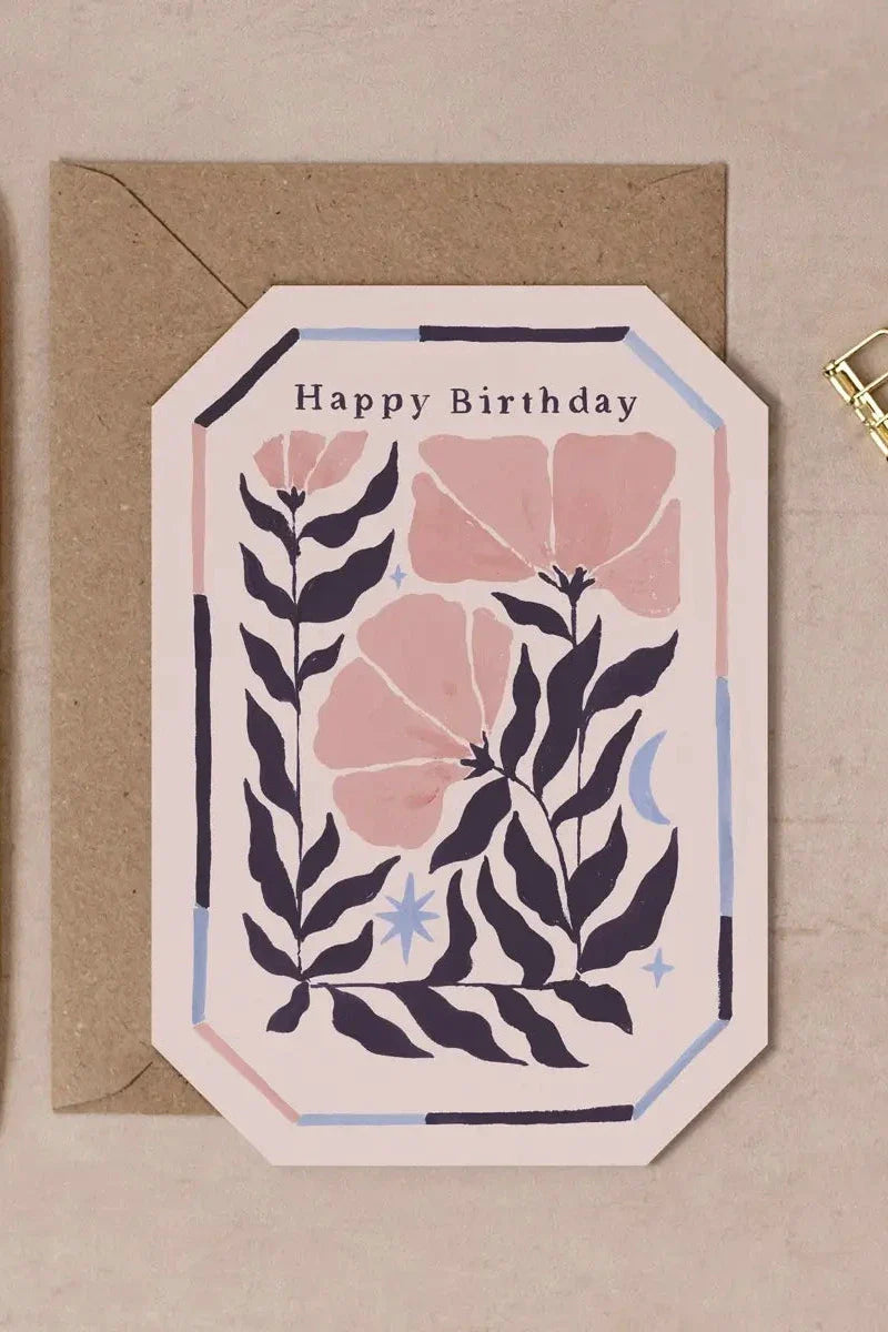Sister Paper Co. leafy floral happy birthday card
